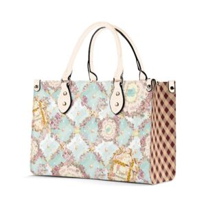 <span class="stc" style="color:#b0e2d7">Hand Bag</span><br>ハンドバッグ<br><span class="stb">(フローラルチェック : ブルー)</span>