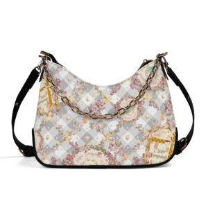 <span class="stc" style="color:#b0e2d7">Chain Shoulder Bag</span><br>チェーンショルダーバッグ<br><span class="stb">(フローラルチェック : グレー)</span>