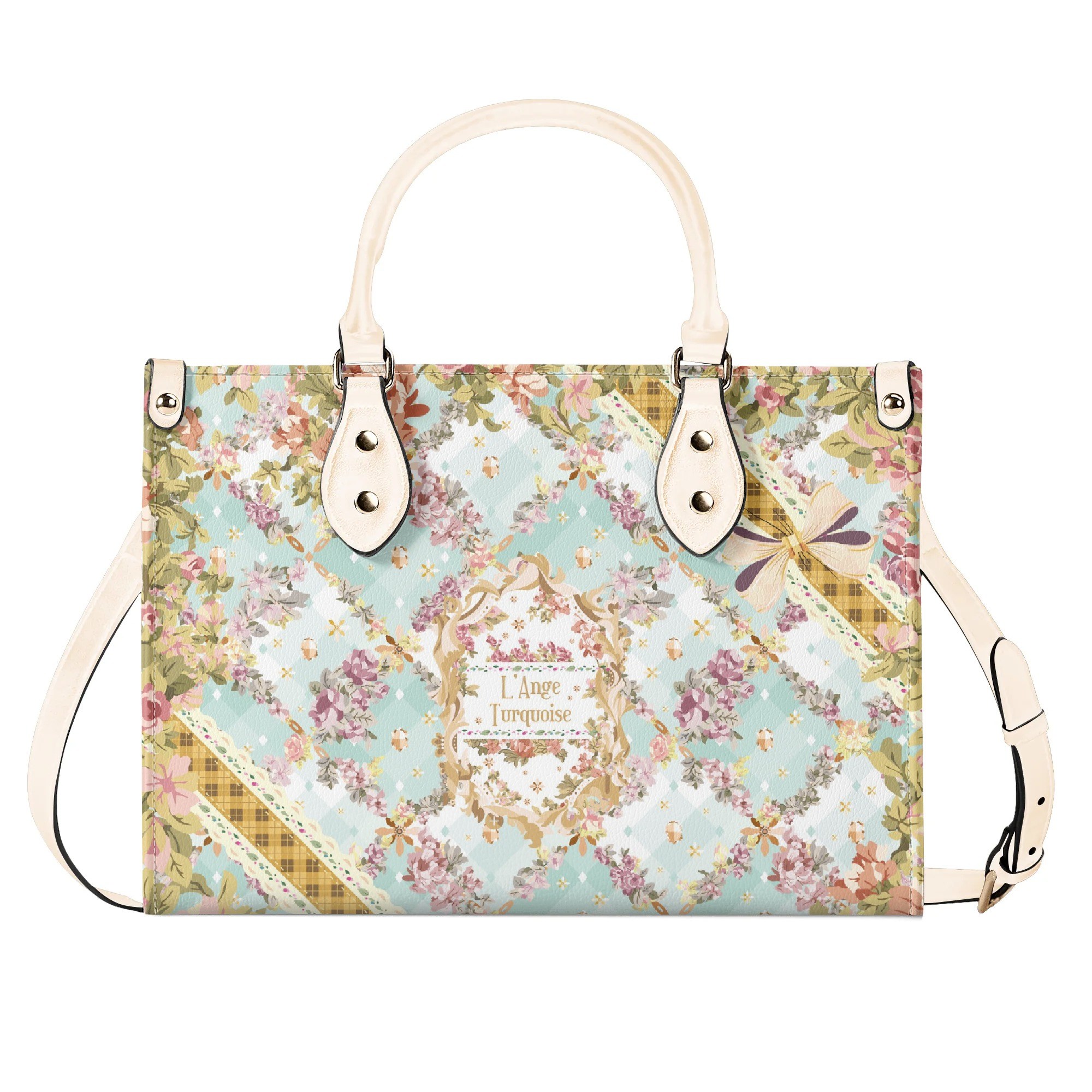<span class="stc" style="color:#b0e2d7">Hand Bag</span><br>ハンドバッグ<br><span class="stb">(フローラルチェック : ブルー 2)</span> - 画像 (2)