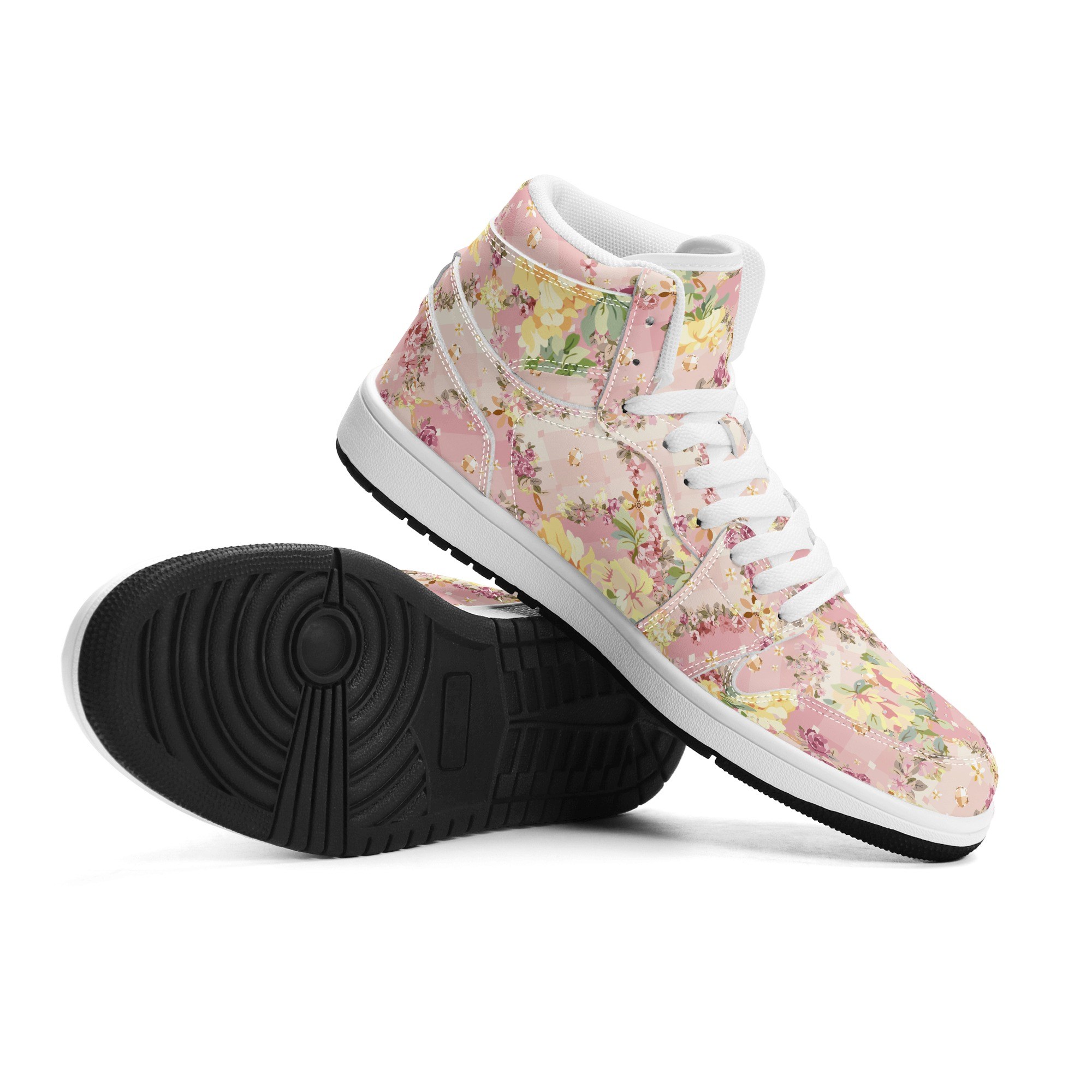 <span class="stc" style="color:#b0e2d7">High Top Sneakers</span><br>ハイカットスニーカー<br><span class="stb">(フローラルチェック : ピンク)</span> - 画像 (8)