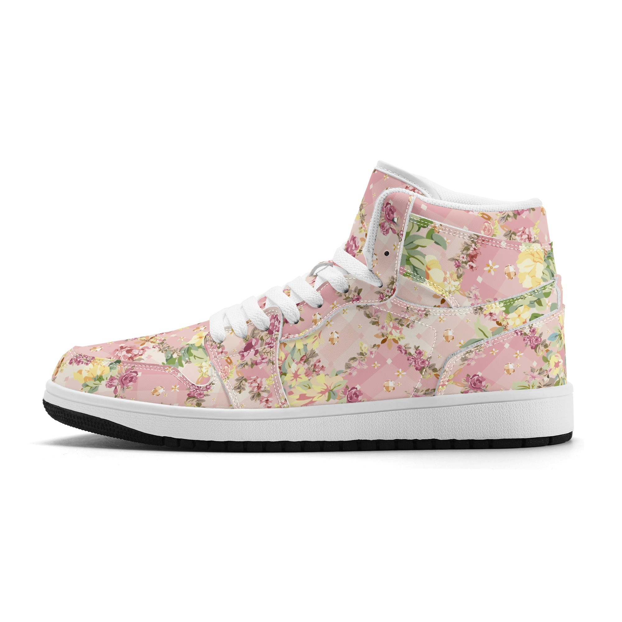 <span class="stc" style="color:#b0e2d7">High Top Sneakers</span><br>ハイカットスニーカー<br><span class="stb">(フローラルチェック : ピンク)</span> - 画像 (2)