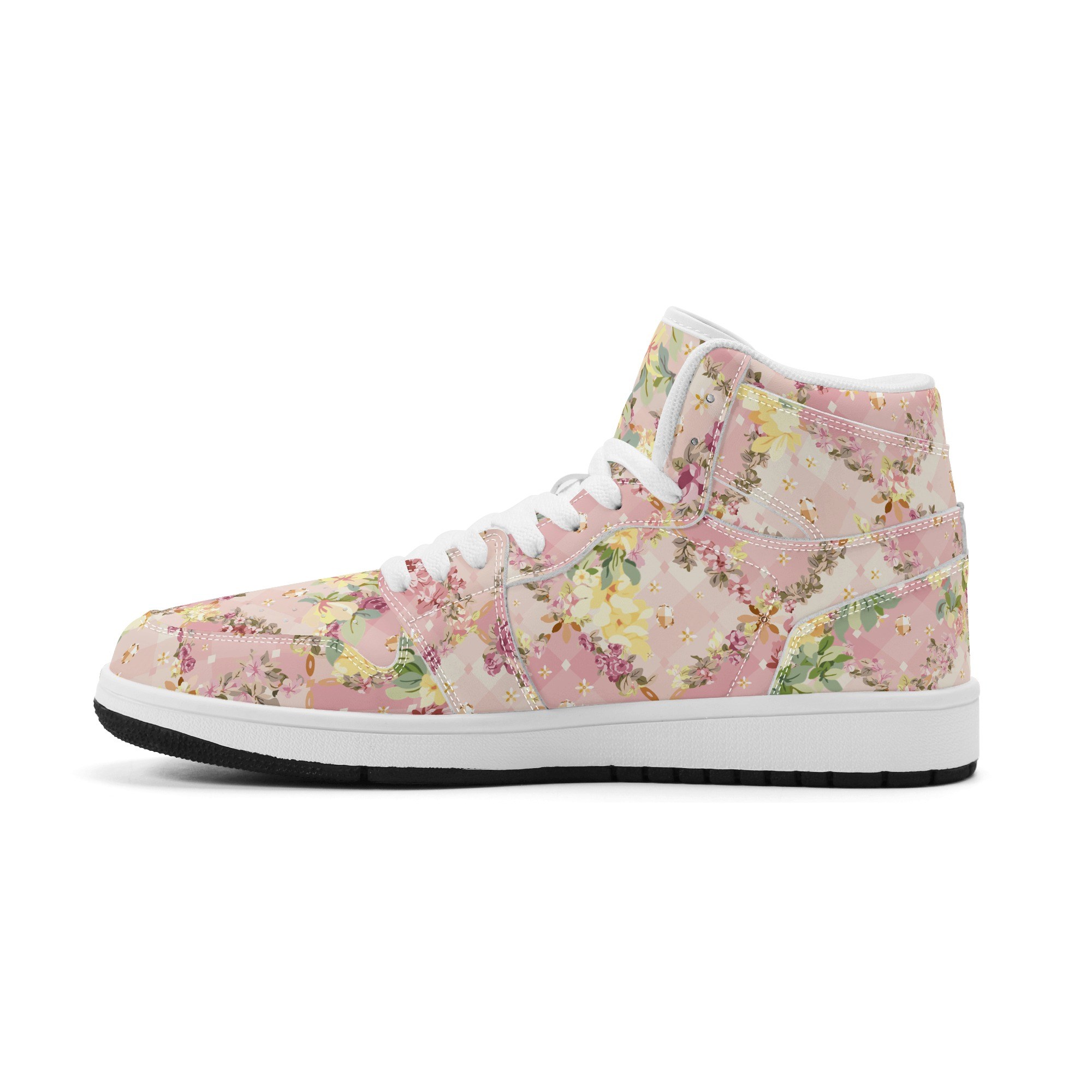 <span class="stc" style="color:#b0e2d7">High Top Sneakers</span><br>ハイカットスニーカー<br><span class="stb">(フローラルチェック : ピンク)</span> - 画像 (4)