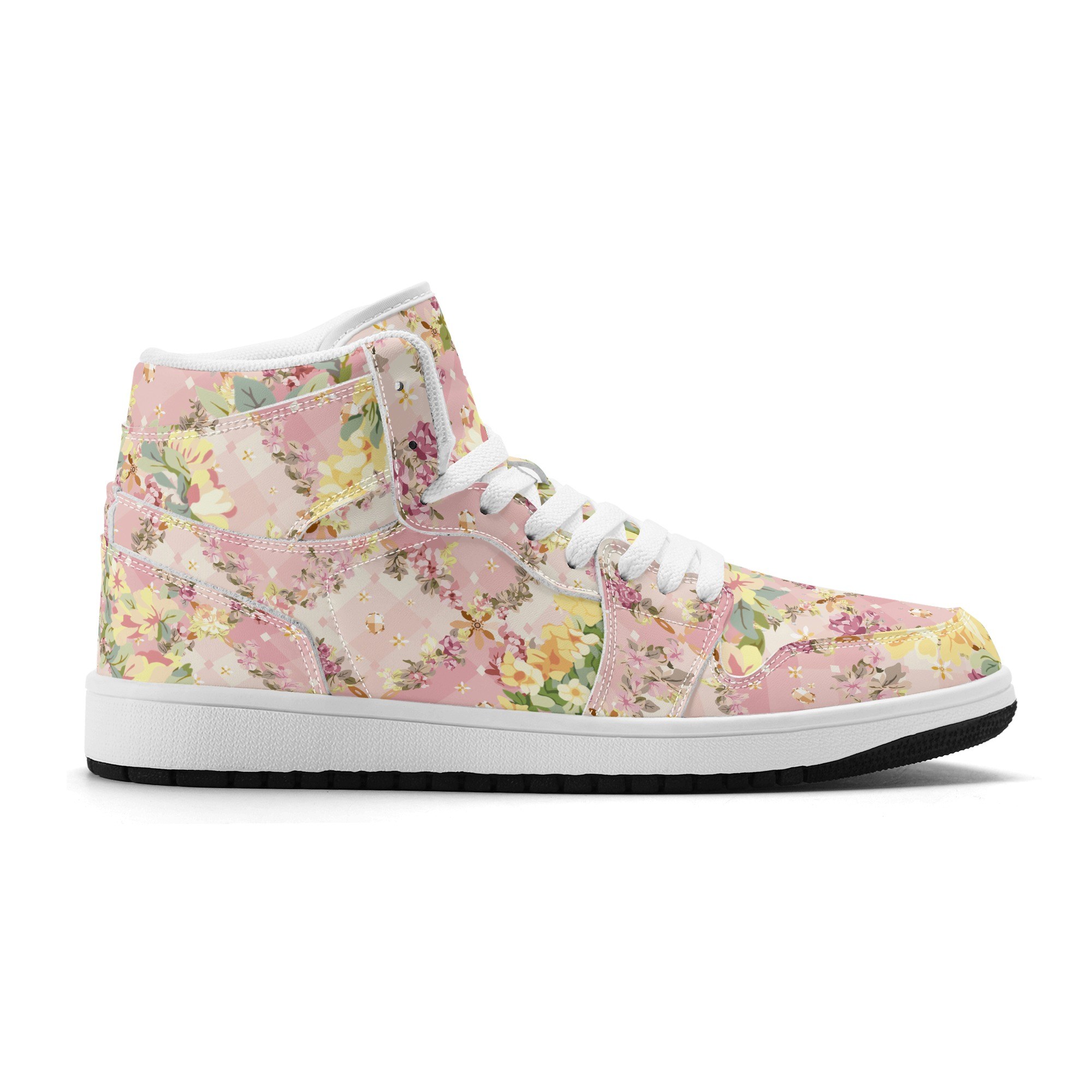 <span class="stc" style="color:#b0e2d7">High Top Sneakers</span><br>ハイカットスニーカー<br><span class="stb">(フローラルチェック : ピンク)</span> - 画像 (5)