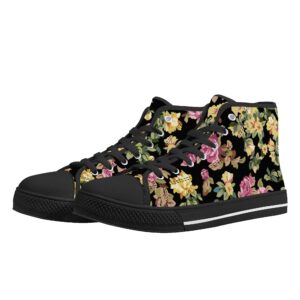 <span class="stc" style="color:#b0e2d7">High Top Canvas Shoes</span><br>ハイカット キャンバスシューズ<br><span class="stb">(フローラル : ブラックミックス)</span>