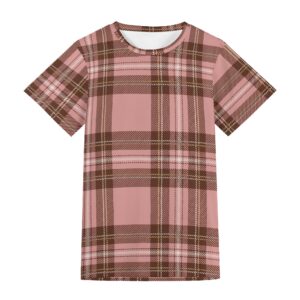 <span class="stc" style="color:#b0e2d7">T shirt</span><br>Tシャツ<br><span class="stb">(タータンチェック : ピンクブラウン)</span>