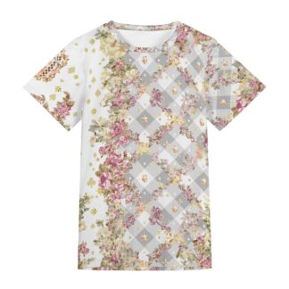 <span class="stc" style="color:#b0e2d7">T shirt</span><br>Tシャツ<br><span class="stb">(フローラルチェック&マジックナイト : ホワイトグレー)</span>