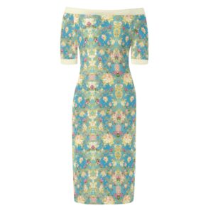 <span class="stc" style="color:#b0e2d7;">Off The Shoulder Pencil Dress</span><br>オフショルダー<br>6分袖 ペンシルドレス<br><span class="stb">(エンドレスストーリー : ブルー2)</span>