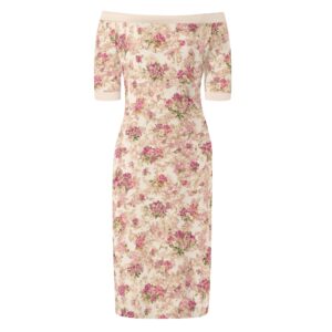 <span class="stc" style="color:#b0e2d7;">Off The Shoulder Pencil Dress</span><br>オフショルダー<br>6分袖 ペンシルドレス<br><span class="stb">(ブーケ : ピンクベージュ)</span>