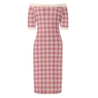 <span class="stc" style="color:#b0e2d7;">Off The Shoulder Pencil Dress</span><br>オフショルダー<br>6分袖 ペンシルドレス<br><span class="stb">(ロイヤルチェック : ミックスベリー)</span>