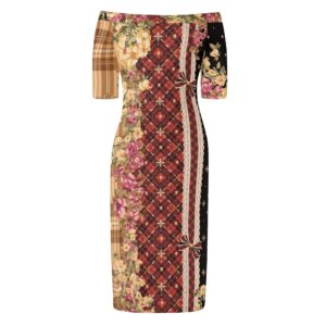 <span class="stc" style="color:#b0e2d7;">Off The Shoulder Pencil Dress</span><br>オフショルダー<br>6分袖 ペンシルドレス<br><span class="stb">(アーガイル&タータンスター : レッド)</span>