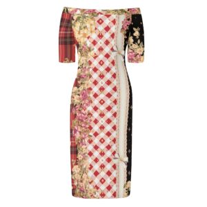 <span class="stc" style="color:#b0e2d7;">Off The Shoulder Pencil Dress</span><br>オフショルダー<br>6分袖 ペンシルドレス<br><span class="stb">(ギンガム&タータンスター : レッド)</span>