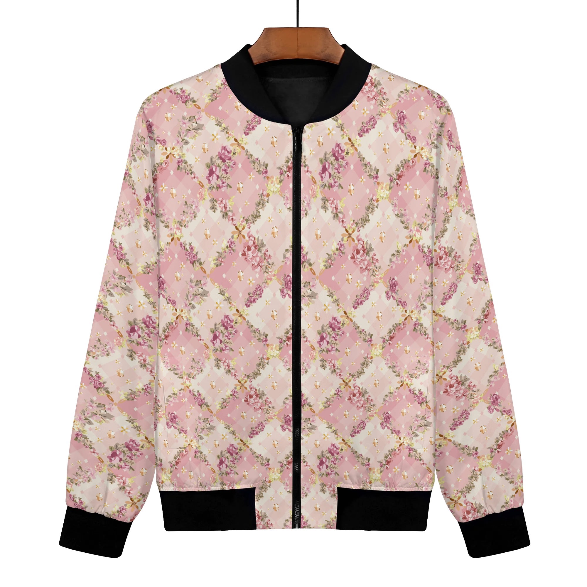 <span class="stc" style="color:#b0e2d7;">Bomber Jacket</span><br>フライトジャケット<br><span class="stb">(フローラルチェック : ピンク)</span>
