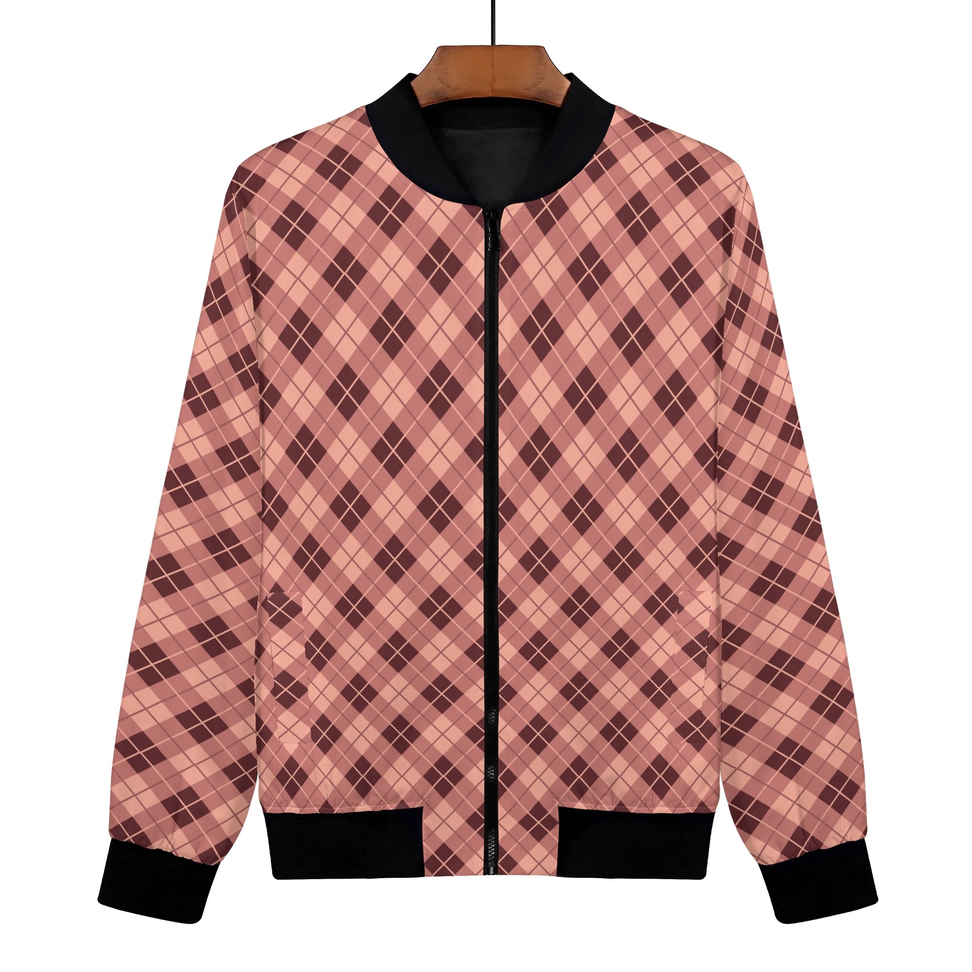 <span class="stc" style="color:#b0e2d7;">Bomber Jacket</span><br>フライトジャケット<br><span class="stb">(アーガイル : ブラウンピンクベージュ)</span>