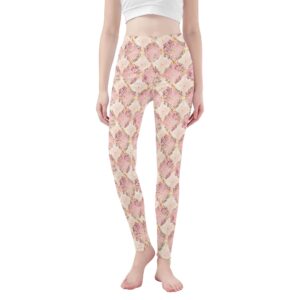 <span class="stc" style="color:#b0e2d7;">Leggings Yoga Pants</span><br>ヨガウェア レギンス<br><span class="stb">(フローラルチェック : ピンク)</span>