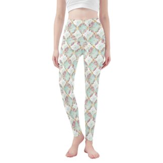 <span class="stc" style="color:#b0e2d7;">Leggings Yoga Pants</span><br>ヨガウェア レギンス<br><span class="stb">(フローラルチェック : ブルー)</span>