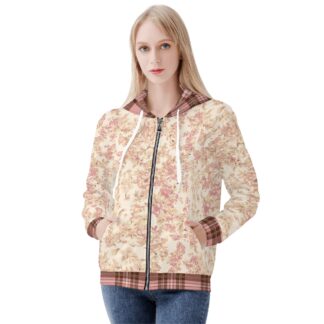 <span class="stc" style="color:#b0e2d7;">Zip Up Hoodie Jacket</span><br>ジップアップパーカー<br><span class="stb">(タータンフローラル : ピンクベージュ)</span>