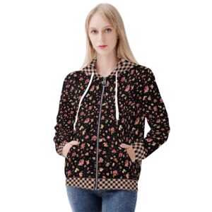 <span class="stc" style="color:#b0e2d7;">Zip Up Hoodie Jacket</span><br>ジップアップパーカー<br><span class="stb">(ローズマジック&ギンガムチェック : ブラック)</span>