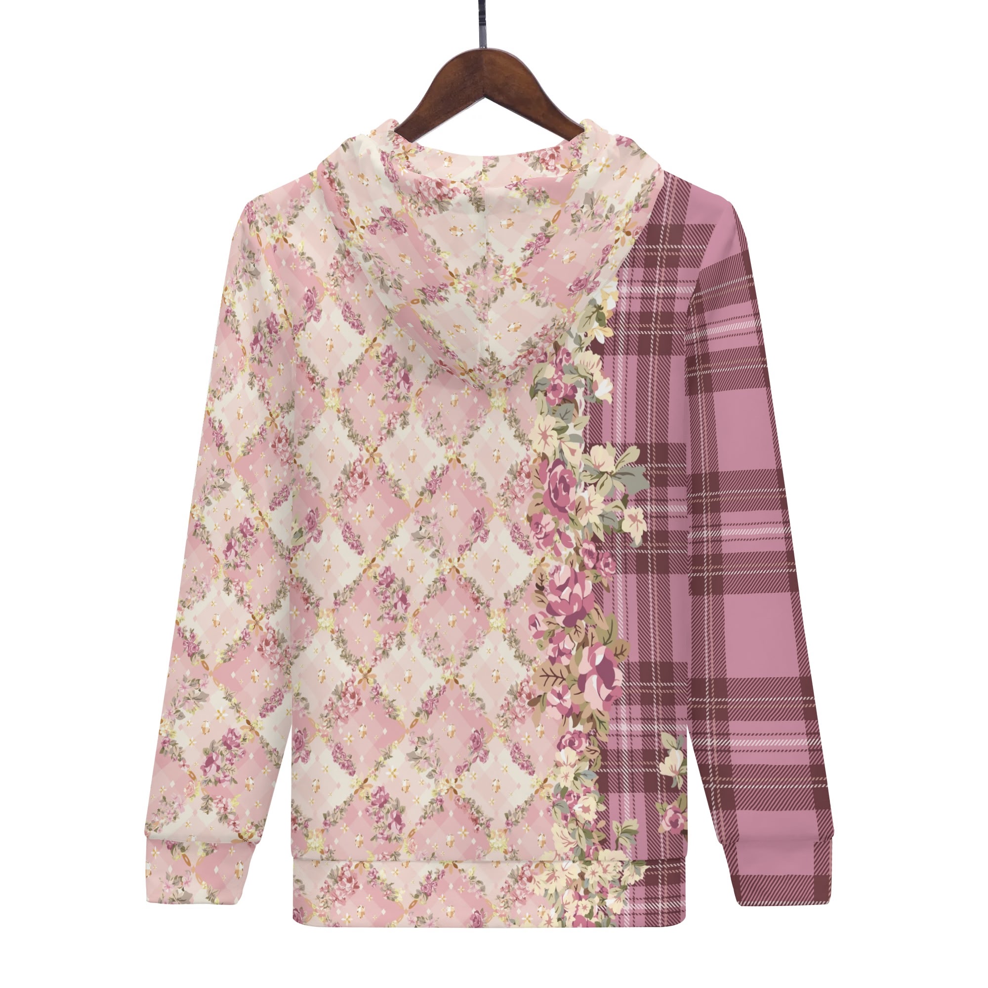 <span class="stc" style="color:#b0e2d7;">Zip Up Hoodie Jacket</span><br>ジップアップパーカー<br><span class="stb">(タータンフローラルチェック : ピンク)</span> - 画像 (3)