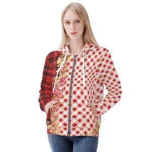 <span class="stc" style="color:#b0e2d7;">Zip Up Hoodie Jacket</span><br>ジップアップパーカー<br><span class="stb">(ギンガム&タータンチェック : レッド)</span>