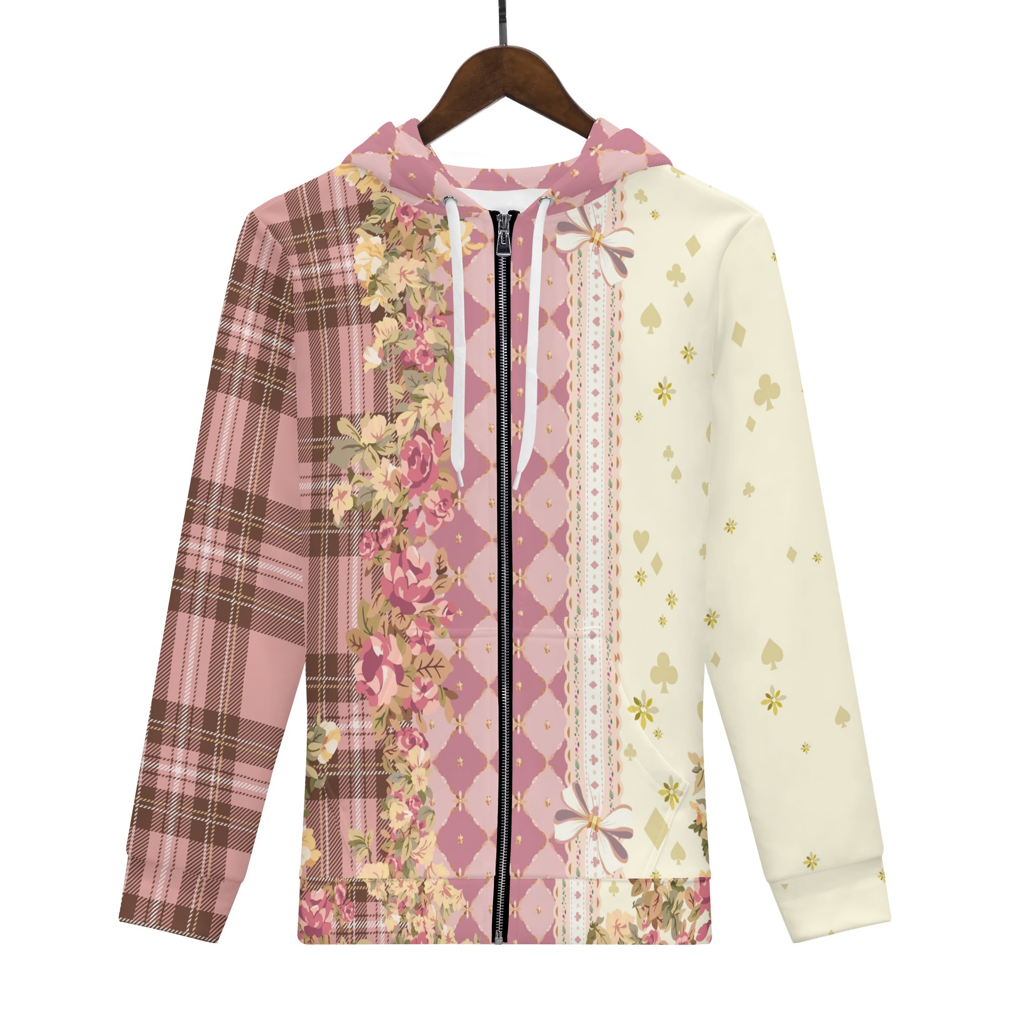 <span class="stc" style="color:#b0e2d7;">Zip Up Hoodie Jacket</span><br>ジップアップパーカー<br><span class="stb">(チェック&タータンマジック : ピンクブラウン)</span> - 画像 (2)