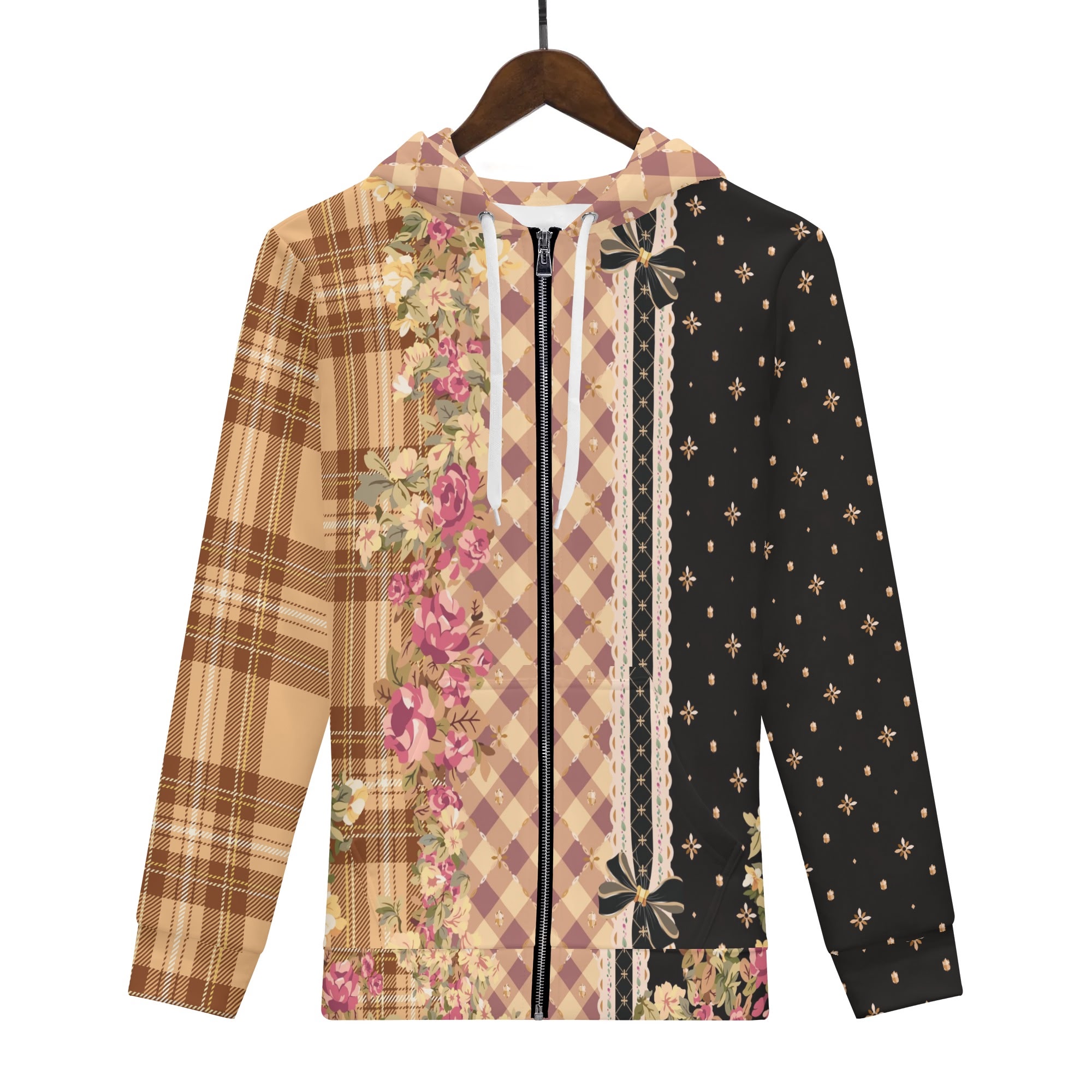 <span class="stc" style="color:#b0e2d7;">Zip Up Hoodie Jacket</span><br>ジップアップパーカー<br><span class="stb">(ギンガム&タータンスター : ブラウン)</span> - 画像 (2)