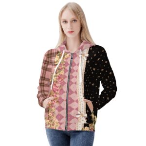 <span class="stc" style="color:#b0e2d7;">Zip Up Hoodie Jacket</span><br>ジップアップパーカー<br><span class="stb">(チェック&タータンスター : ピンクブラウン)</span>