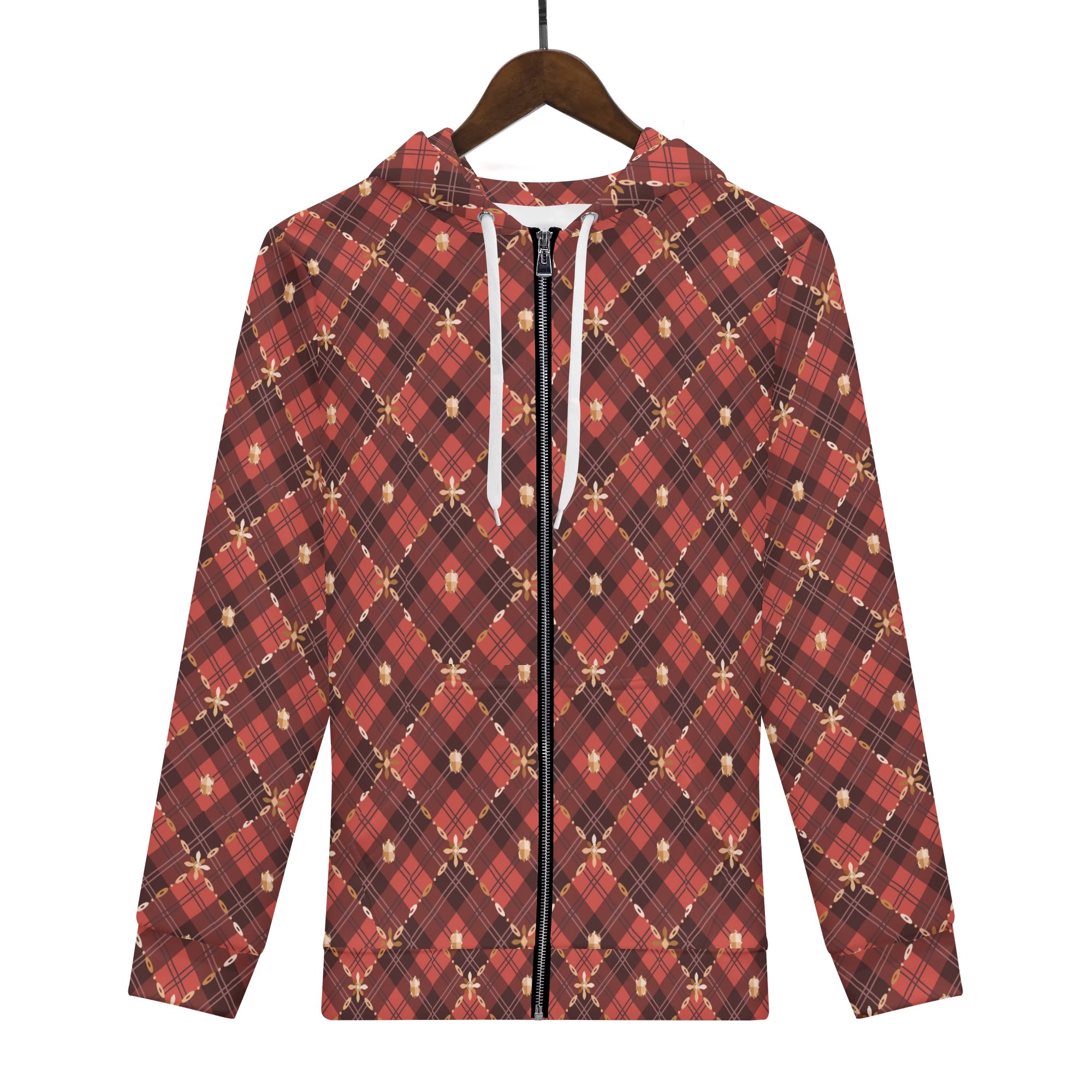 <span class="stc" style="color:#b0e2d7;">Zip Up Hoodie Jacket</span><br>ジップアップパーカー<br><span class="stb">(アーガイル : レッド)</span> - 画像 (2)