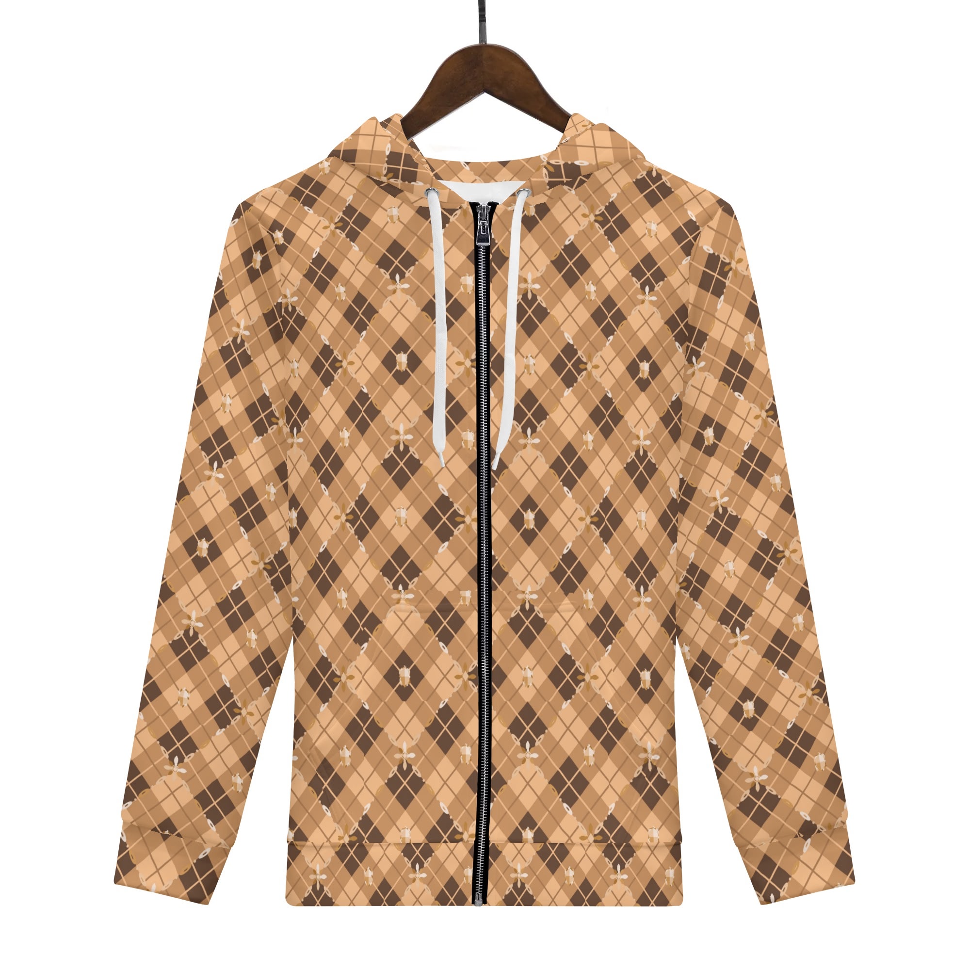 <span class="stc" style="color:#b0e2d7;">Zip Up Hoodie Jacket</span><br>ジップアップパーカー<br><span class="stb">(アーガイル : ブラウン)</span> - 画像 (2)