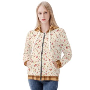 <span class="stc" style="color:#b0e2d7;">Zip Up Hoodie Jacket</span><br>ジップアップパーカー<br><span class="stb">(ローズマジック&タータンチェック : ライトクリームオフホワイト)</span>