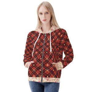 <span class="stc" style="color:#b0e2d7;">Zip Up Hoodie Jacket</span><br>ジップアップパーカー<br><span class="stb">(アーガイル&ローズビッツ : レッド)</span>