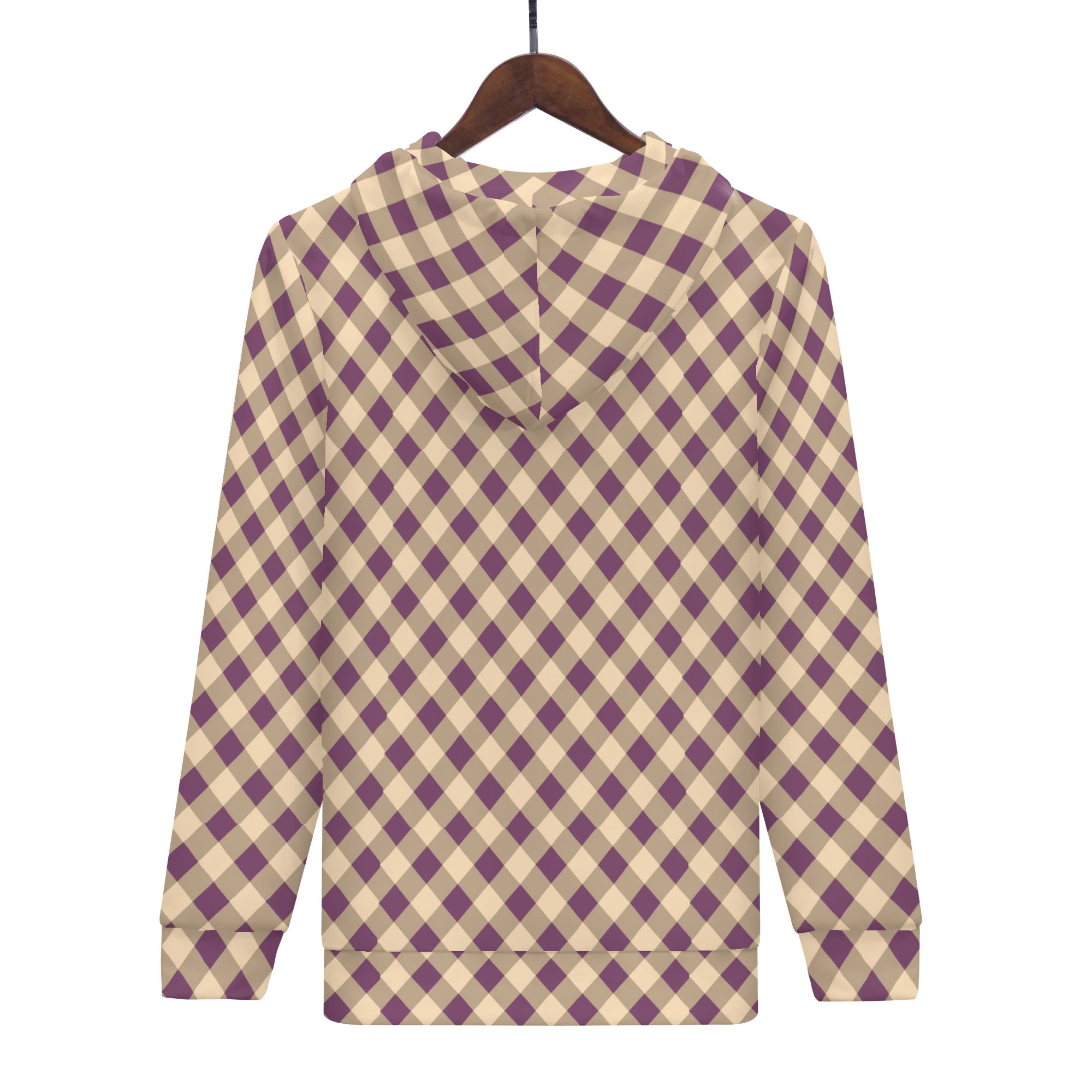 <span class="stc" style="color:#b0e2d7;">Zip Up Hoodie Jacket</span><br>ジップアップパーカー<br><span class="stb">(ギンガムチェック : パープルブラウン)</span> - 画像 (3)