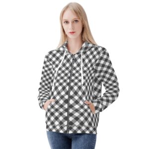 <span class="stc" style="color:#b0e2d7;">Zip Up Hoodie Jacket</span><br>ジップアップパーカー<br><span class="stb">(ギンガムチェック : グレー)</span>