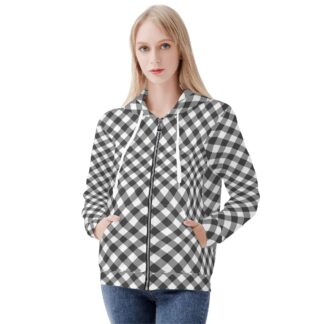 <span class="stc" style="color:#b0e2d7;">Zip Up Hoodie Jacket</span><br>ジップアップパーカー<br><span class="stb">(ギンガムチェック : グレー)</span>