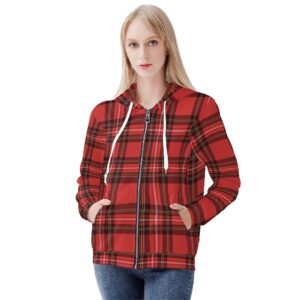 <span class="stc" style="color:#b0e2d7;">Zip Up Hoodie Jacket</span><br>ジップアップパーカー<br><span class="stb">(タータンチェック : レッド)</span>