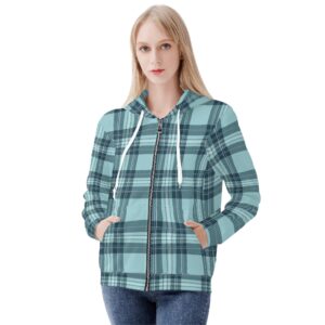 <span class="stc" style="color:#b0e2d7;">Zip Up Hoodie Jacket</span><br>ジップアップパーカー<br><span class="stb">(タータンチェック : ブルー)</span>