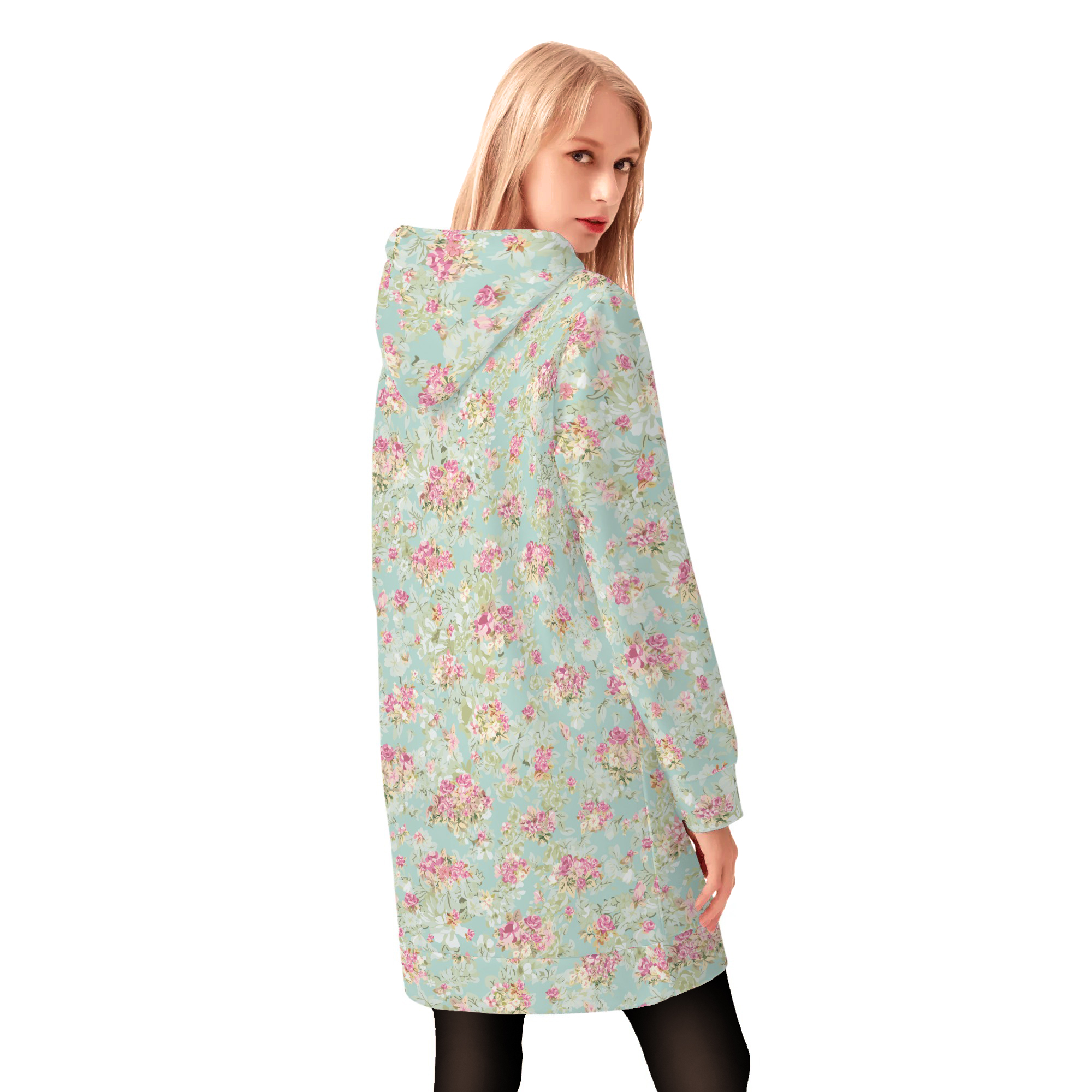 <span class="stc" style="color:#b0e2d7;">Long Hoodie</span><br>ロングパーカー<br><span class="stb">(ブーケ : ターコイズ)</span> - 画像 (2)