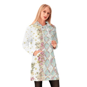 <span class="stc" style="color:#b0e2d7;">Long Hoodie</span><br>ロングパーカー<br><span class="stb">(フローラルチェック&マジックナイト : ホワイトブルー)</span>