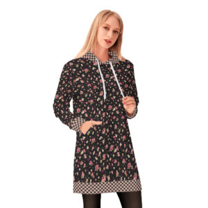 <span class="stc" style="color:#b0e2d7;">Long Hoodie</span><br>ロングパーカー<br><span class="stb">(ローズマジック&ギンガムチェック : ブラック )</span>