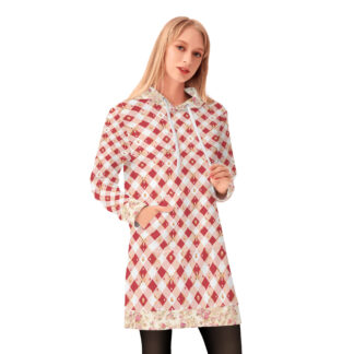 <span class="stc" style="color:#b0e2d7;">Long Hoodie</span><br>ロングパーカー<br><span class="stb">(ギンガムチェック&ローズビッツ : レッド)</span>