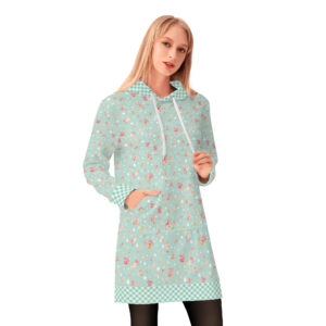 <span class="stc" style="color:#b0e2d7;">Long Hoodie</span><br>ロングパーカー<br><span class="stb">(ローズマジック&ギンガムチェック : ターコイズ)</span>