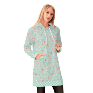 <span class="stc" style="color:#b0e2d7;">Long Hoodie</span><br>ロングパーカー<br><span class="stb">(ローズマジック&ギンガムチェック : ターコイズ)</span>