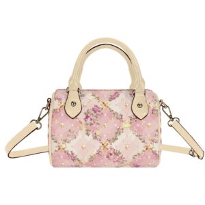 <span class="stc" style="color:#b0e2d7;">Mini Boston Satchel Handbag</span><br>ミニボストン<br>サッチェルバッグ<br><span class="stb">(フローラルチェック : ピンク)</span>