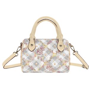 <span class="stc" style="color:#b0e2d7;">Mini Boston Satchel Handbag</span><br>ミニボストン<br>サッチェルバッグ<br><span class="stb">(フローラルチェック : グレー)</span>