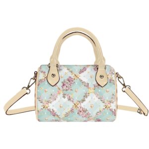 <span class="stc" style="color:#b0e2d7;">Mini Boston Satchel Handbag</span><br>ミニボストン<br>サッチェルバッグ<br><span class="stb">(フローラルチェック : ブルー)</span>