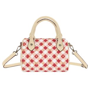 <span class="stc" style="color:#b0e2d7;">Mini Boston Satchel Handbag</span><br>ミニボストン<br>サッチェルバッグ<br><span class="stb">(ギンガムチェック : レッド)</span>