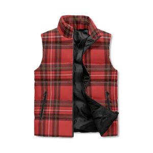 <span class="stc" style="color:#b0e2d7;">Puffer Vest</span><br>ダウンベスト<br><span class="stb">(タータンチェック : レッド)</span>