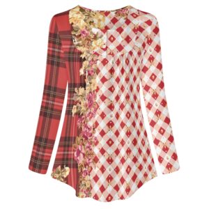 <span class="stc" style="color:#b0e2d7;">Long Sleeve Tunic</span><br>チュニック 長袖<br><span class="stb">(ギンガム&タータンチェック : レッド)</span>