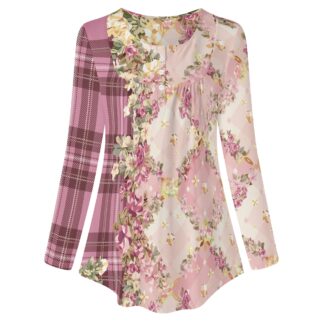 <span class="stc" style="color:#b0e2d7;">Long Sleeve Tunic</span><br>チュニック 長袖<br><span class="stb">(タータンフローラルチェック : ピンク)</span>