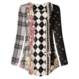 <span class="stc" style="color:#b0e2d7;">Long Sleeve Tunic</span><br>チュニック 長袖<br><span class="stb">(チェック&タータンスター : ブラック)</span>