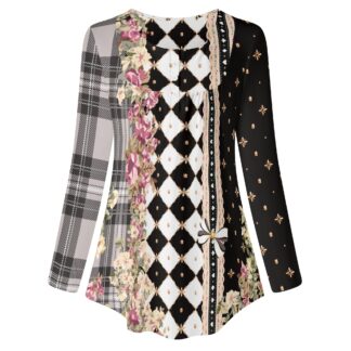 <span class="stc" style="color:#b0e2d7;">Long Sleeve Tunic</span><br>チュニック 長袖<br><span class="stb">(チェック&タータンスター : ブラック)</span>